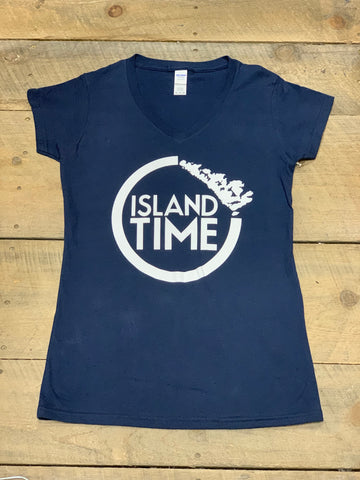 Ladies Navy Blue Island Time Tshirt